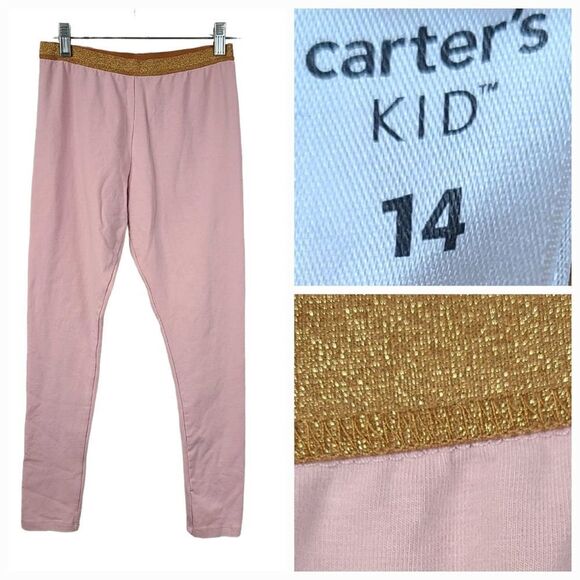 Carter's Girls Dusty Pink Knit Leggings Size 14 Soft Casual Lounge Stretch Pants - Picture 1 of 7